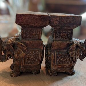 Elephant Bookends in Brown